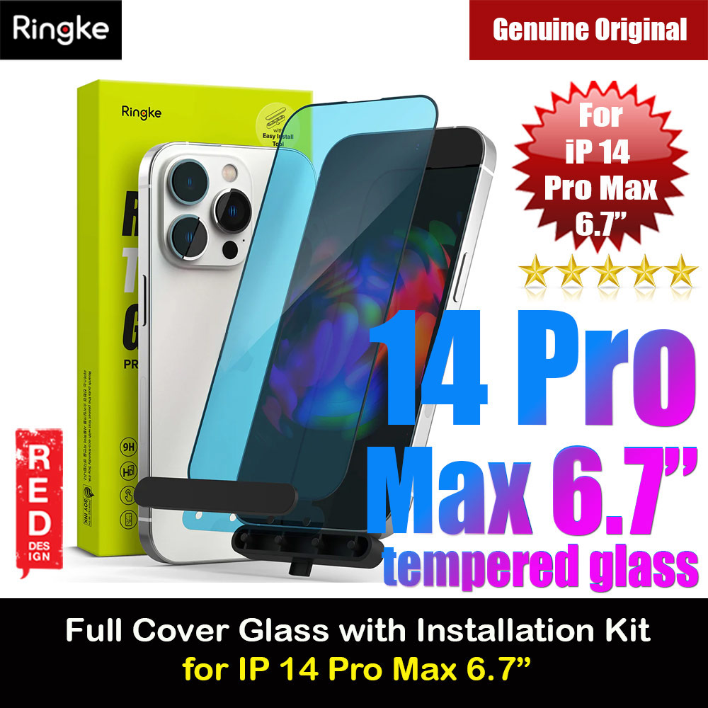 Picture of  Apple iPhone 14 Pro Max 6.7 Screen Protector | Ringke Premium Tempered Glass Screen Protector with Easy Installation Jig Kit for Apple iPhone 14 Pro Max 6.7 (HD Clear)