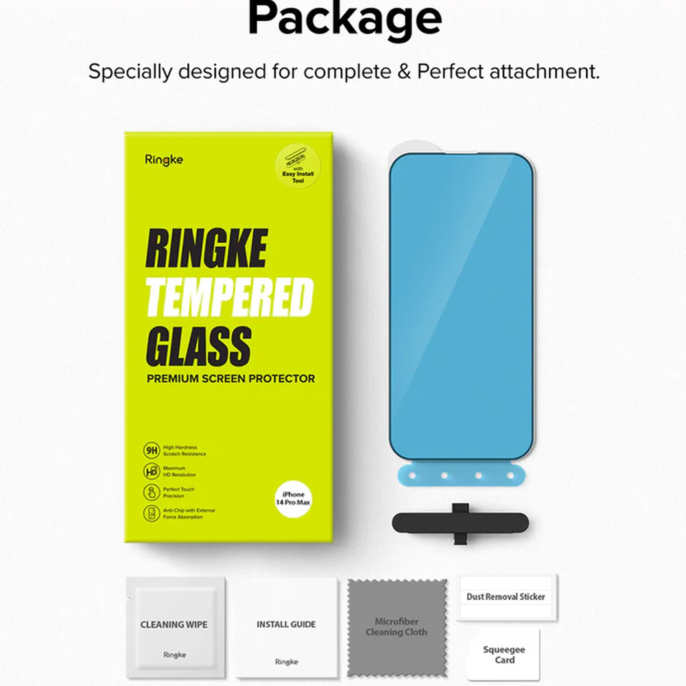 Picture of  Apple iPhone 14 Pro 6.1 Screen Protector | Ringke Premium Tempered Glass Screen Protector with Easy Installation Jig Kit for Apple iPhone 14 Pro 6.1 (HD Clear)