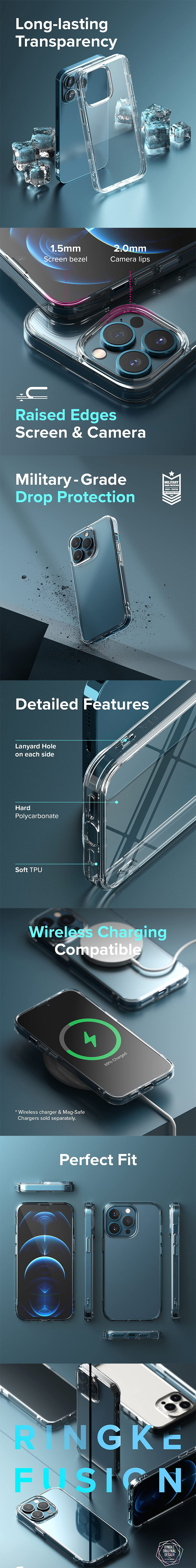 Picture of  Apple iPhone 13 Pro Max 6.7 Case | Ringke Fusion Protection Case for Apple iPhone 13 Pro Max 6.7 (Clear)