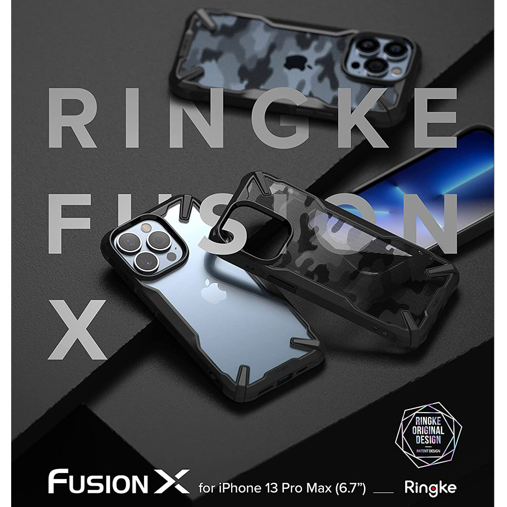 Picture of  Apple iPhone 13 Pro Max 6.7 Case | Ringke Fusion X Protection Case for Apple iPhone 13 Pro Max 6.7 (Camo Black)