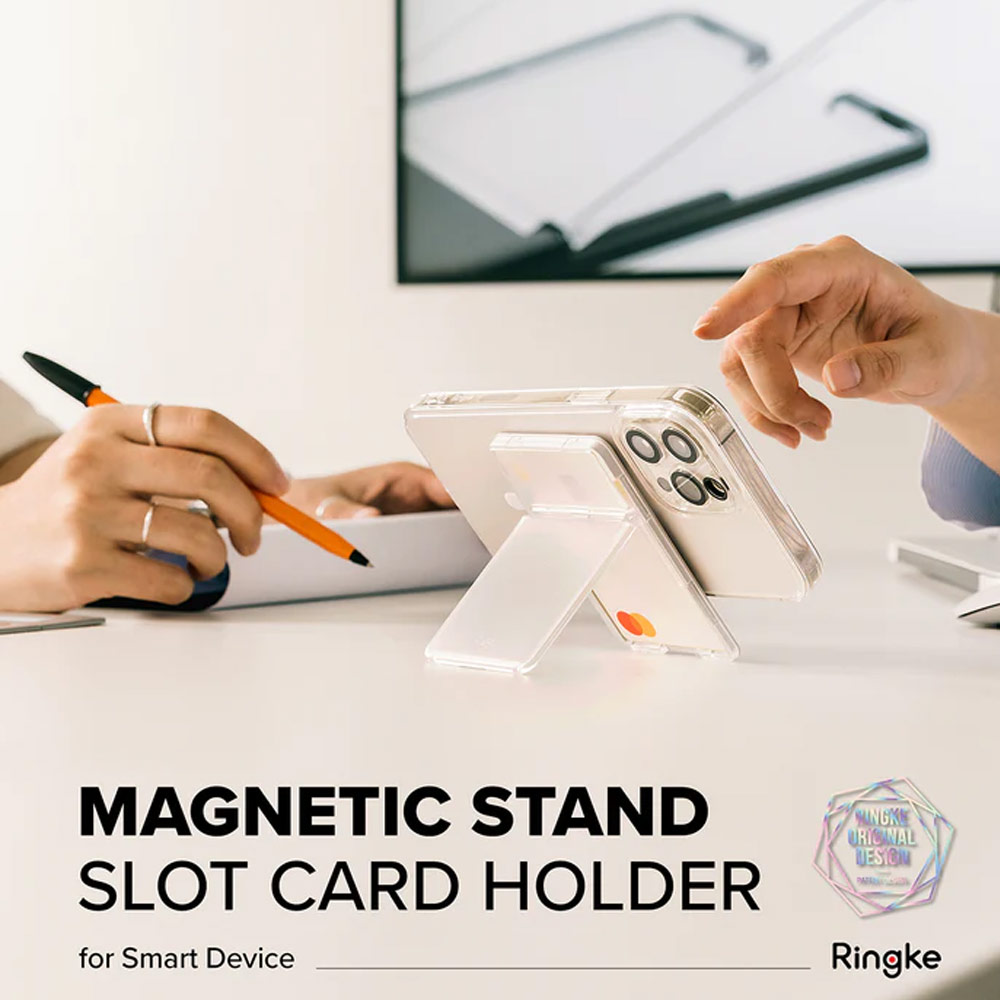 Picture of  Apple iPhone 14 Pro Max 6.7  | Ringke Card Holder Magnetic Stand Slot Magsafe Compatible Hold up to 2 Cards for iPhone 13 Pro Max 14 Pro Max (Clear Mist)