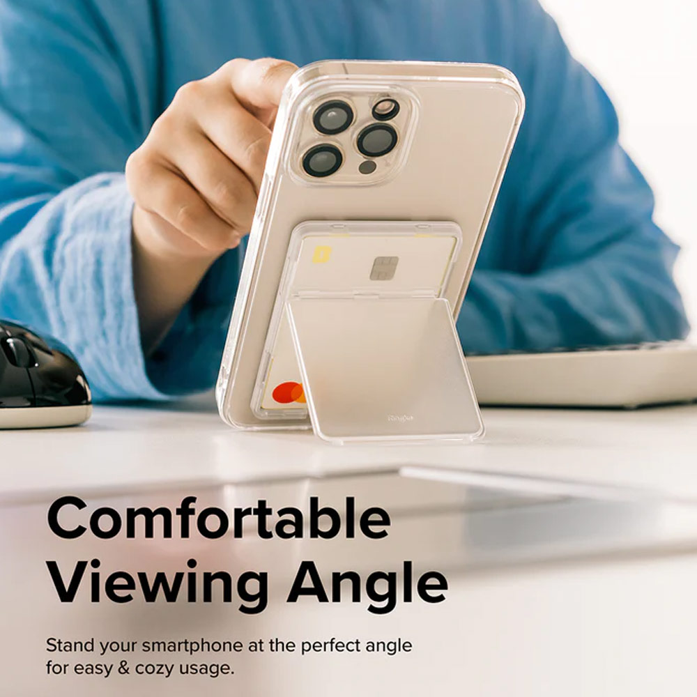 Picture of  Apple iPhone 14 Pro Max 6.7  | Ringke Card Holder Magnetic Stand Slot Magsafe Compatible Hold up to 2 Cards for iPhone 13 Pro Max 14 Pro Max (Clear Mist)