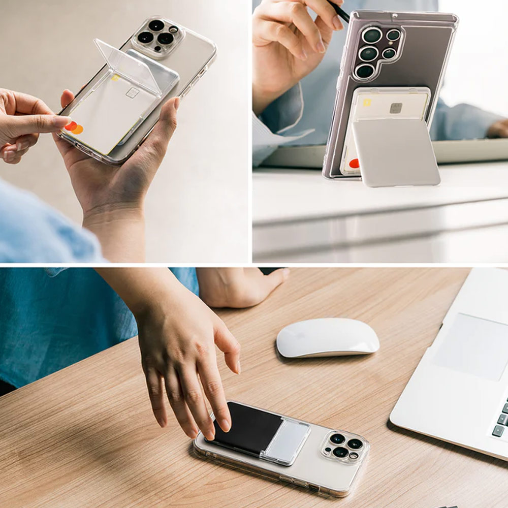 Picture of  Apple iPhone 14 Pro Max 6.7  | Ringke Card Holder Magnetic Stand Slot Magsafe Compatible Hold up to 2 Cards for iPhone 13 Pro Max 14 Pro Max (Clear Mist)