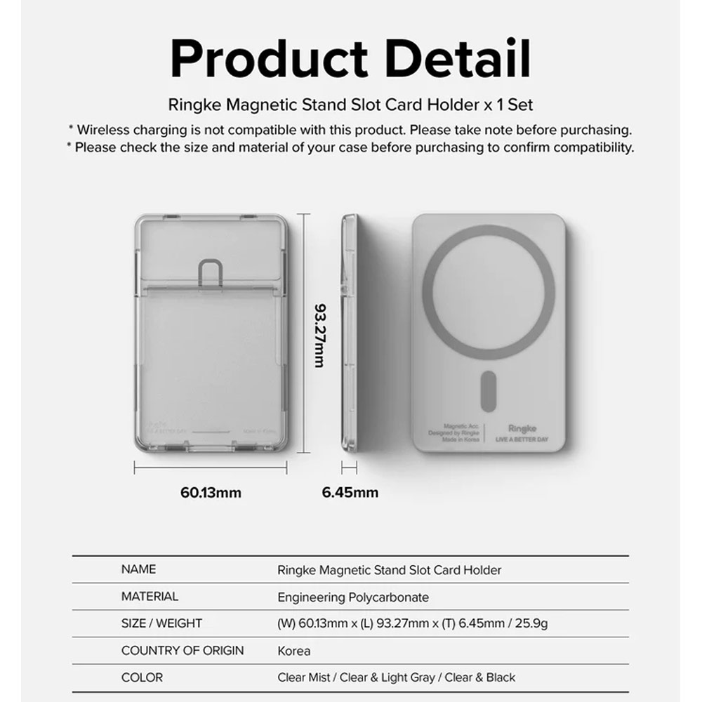 Picture of  Apple iPhone 14 Pro Max 6.7  | Ringke Card Holder Magnetic Stand Slot Magsafe Compatible Hold up to 2 Cards for iPhone 13 Pro Max 14 Pro Max (Clear Mist)