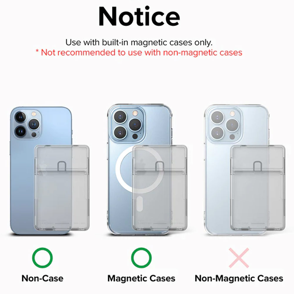 Picture of  Apple iPhone 14 Pro Max 6.7  | Ringke Card Holder Magnetic Stand Slot Magsafe Compatible Hold up to 2 Cards for iPhone 13 Pro Max 14 Pro Max (Clear Mist)