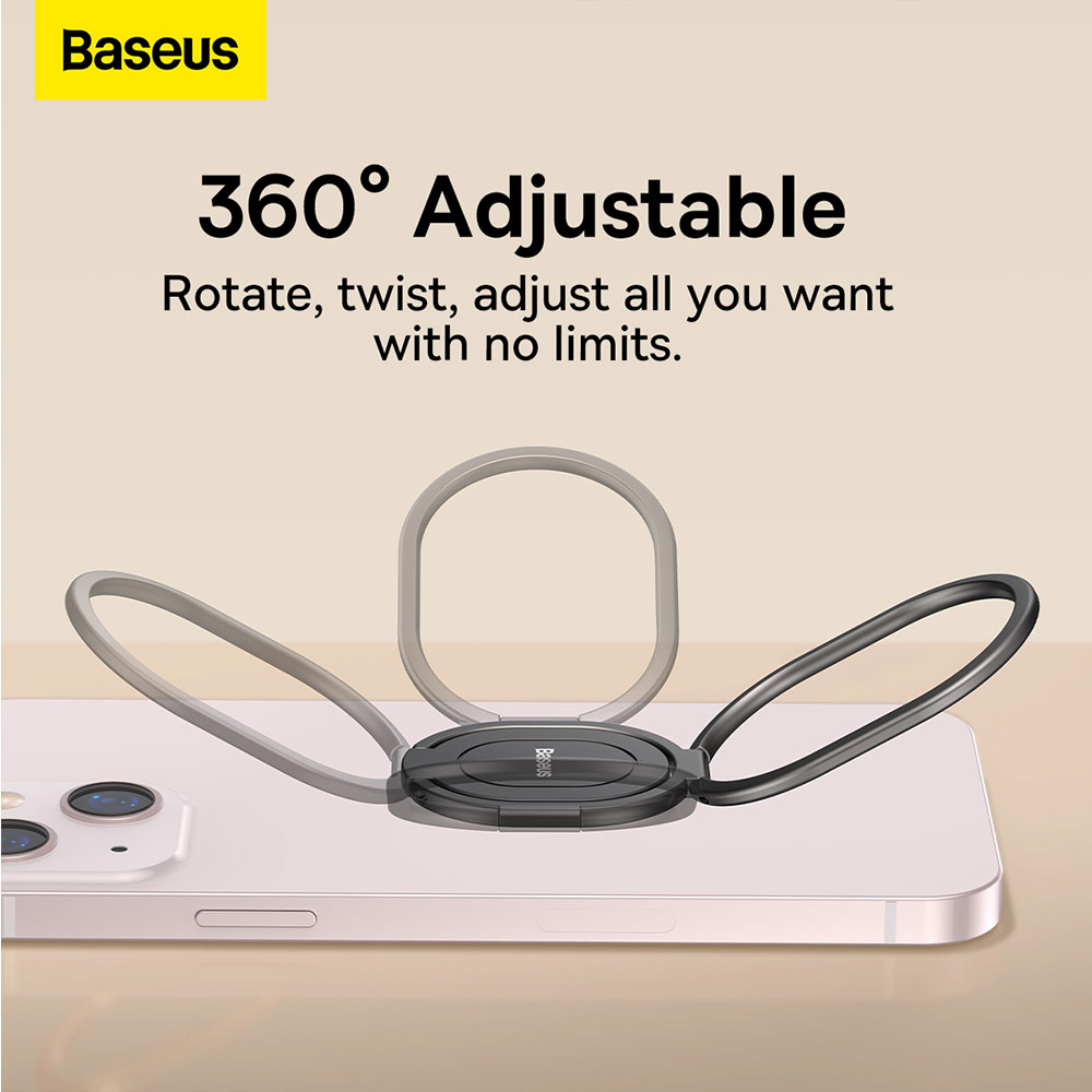 Picture of Baseus Slim and Compact 3M Adhesive Multipurpose Ring Holder Ring Stand Compatible with Magnetic Car Mount for Smartphone Metal (Gray)