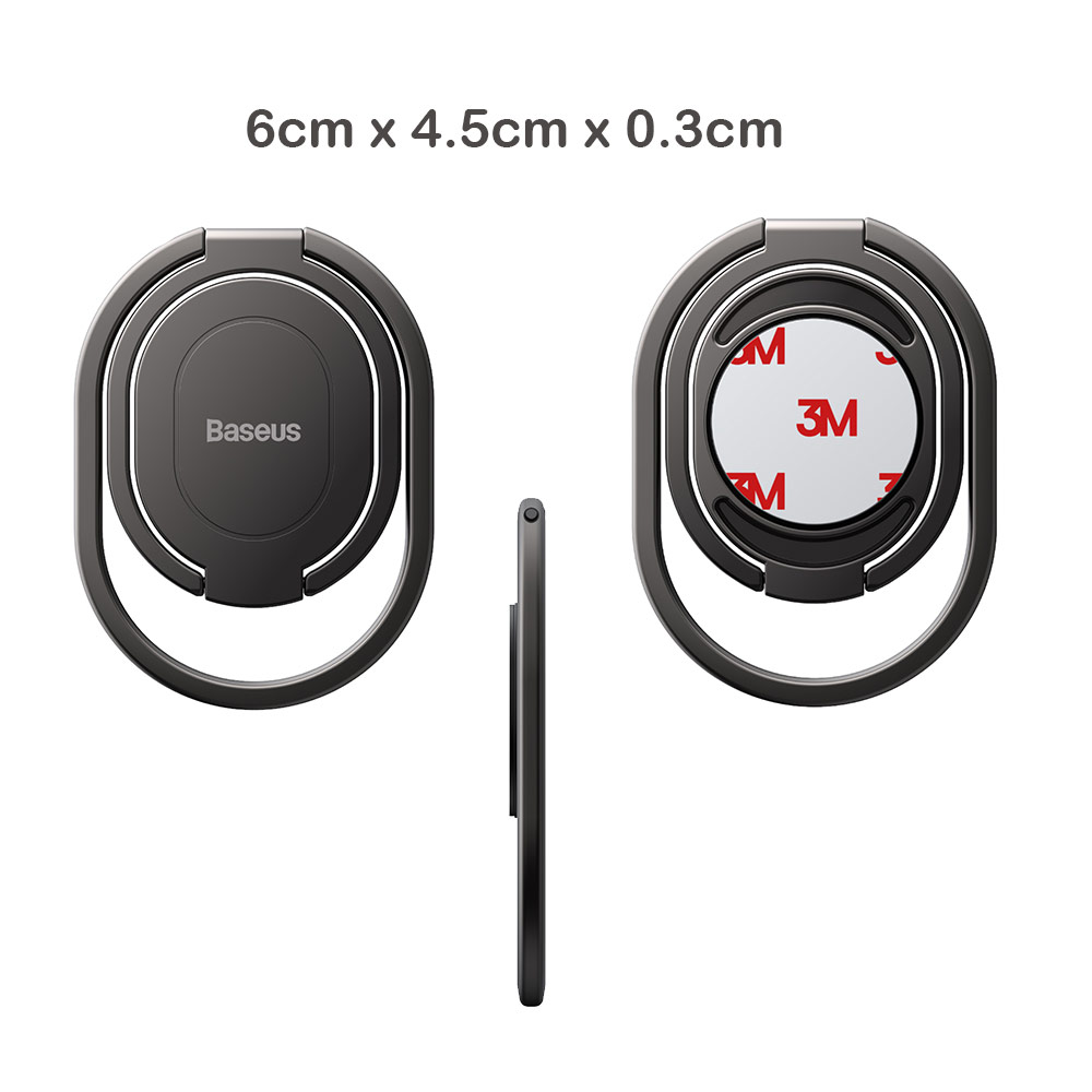 Picture of Baseus Slim and Compact 3M Adhesive Multipurpose Ring Holder Ring Stand Compatible with Magnetic Car Mount for Smartphone Metal (Gray)