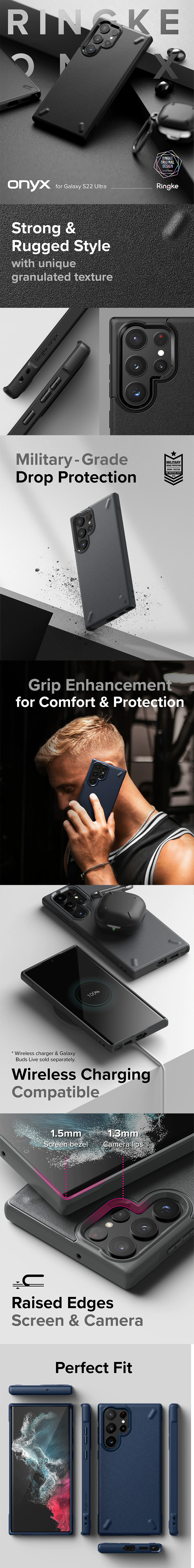 Picture of  Samsung Galaxy S22 Ultra 5G 6.8 Case | Ringke Onyx Protection Case for Samsung Galaxy S22 Ultra 6.8 Case (Black)