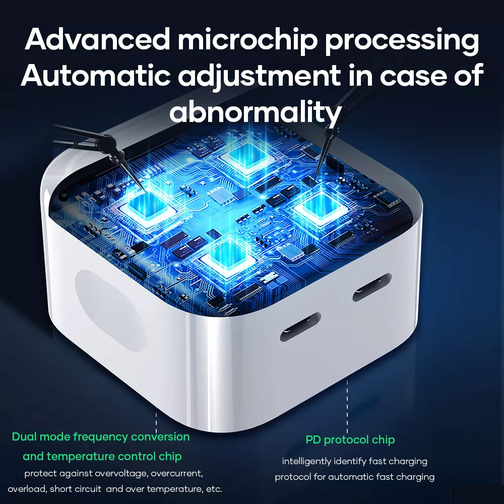 Picture of  Apple iPhone 12 6.1 Charger | Rock Dual Port USB C PD 35W Compact Travel Charger Super Charge for IOS Android Samsung iPhone 13 Pro Max 12 Pro Max 13 Pro Max 14 Pro Max (White UK Plug)