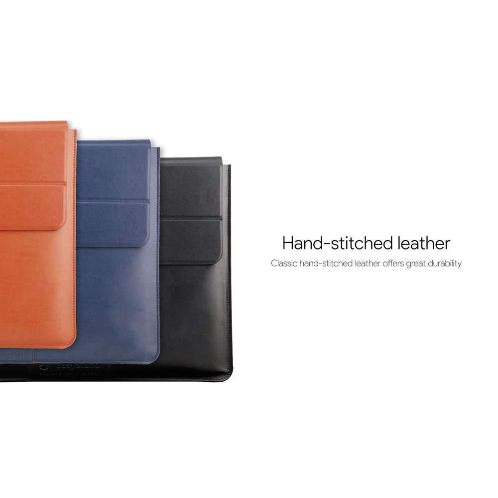Picture of  Apple MacBook Pro 13\" 2020 Case | Switchasy EasyStand Classic Hand Stitched Leather Sleeve Carry Case Standable Design for Macbook Air 13 M1 2020 2021 Macbook Pro 13 2020 2021 13 inches Laptop (Midnight Blue)