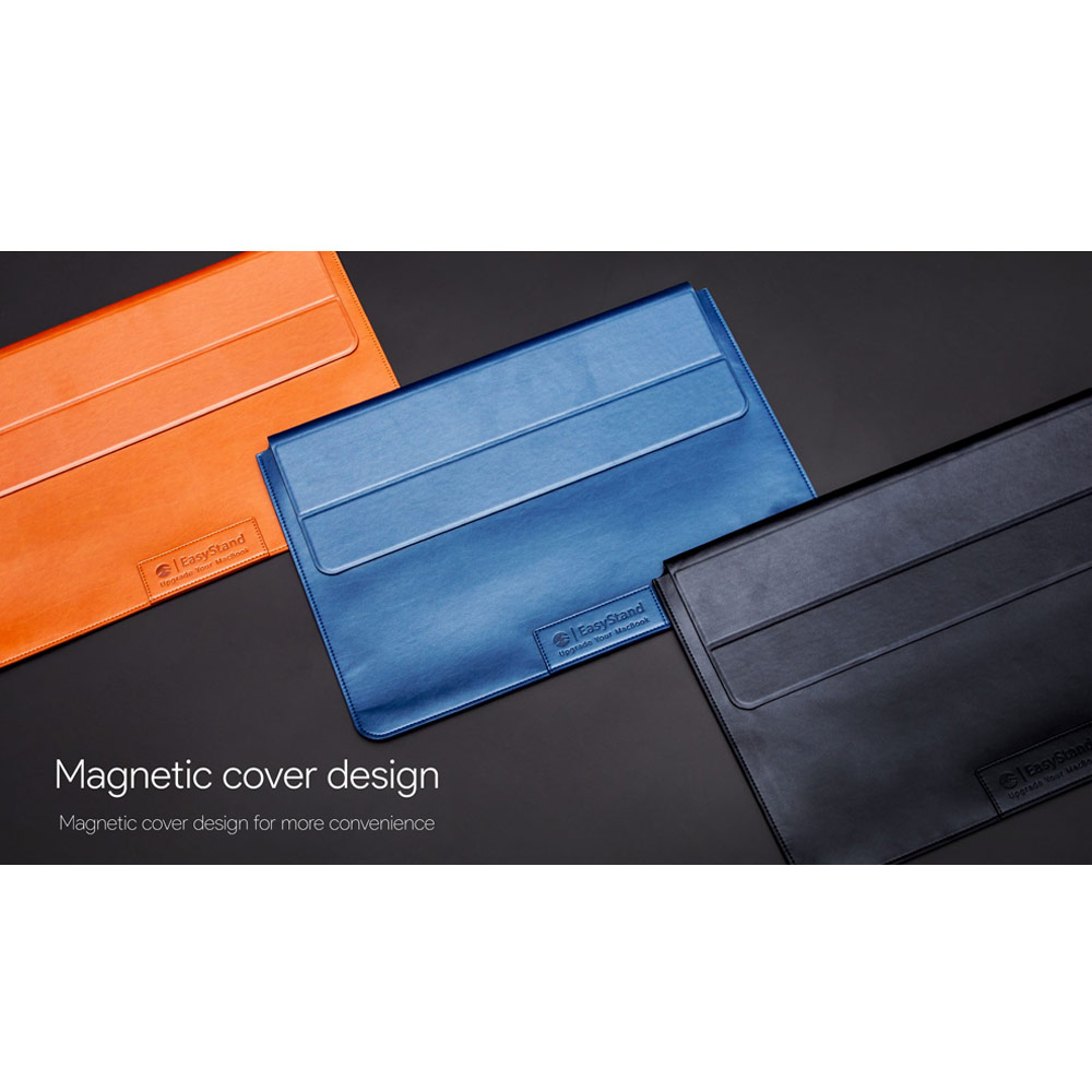 Picture of  Apple MacBook Pro 13\" 2020 Case | Switchasy EasyStand Classic Hand Stitched Leather Sleeve Carry Case Standable Design for Macbook Air 13 M1 2020 2021 Macbook Pro 13 2020 2021 13 inches Laptop (Midnight Blue)