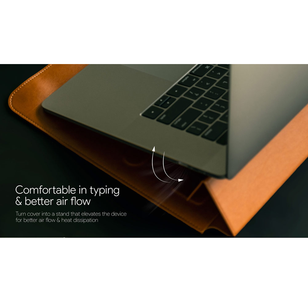 Picture of  Apple MacBook Pro 13\" 2020 Case | Switchasy EasyStand Classic Hand Stitched Leather Sleeve Carry Case Standable Design for Macbook Air 13 M1 2020 2021 Macbook Pro 13 2020 2021 13 inches Laptop (Midnight Blue)