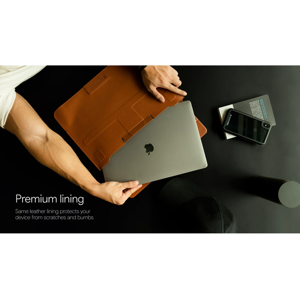 Picture of  Apple MacBook Pro 13\" 2020 Case | Switchasy EasyStand Classic Hand Stitched Leather Sleeve Carry Case Standable Design for Macbook Air 13 M1 2020 2021 Macbook Pro 13 2020 2021 13 inches Laptop (Midnight Blue)