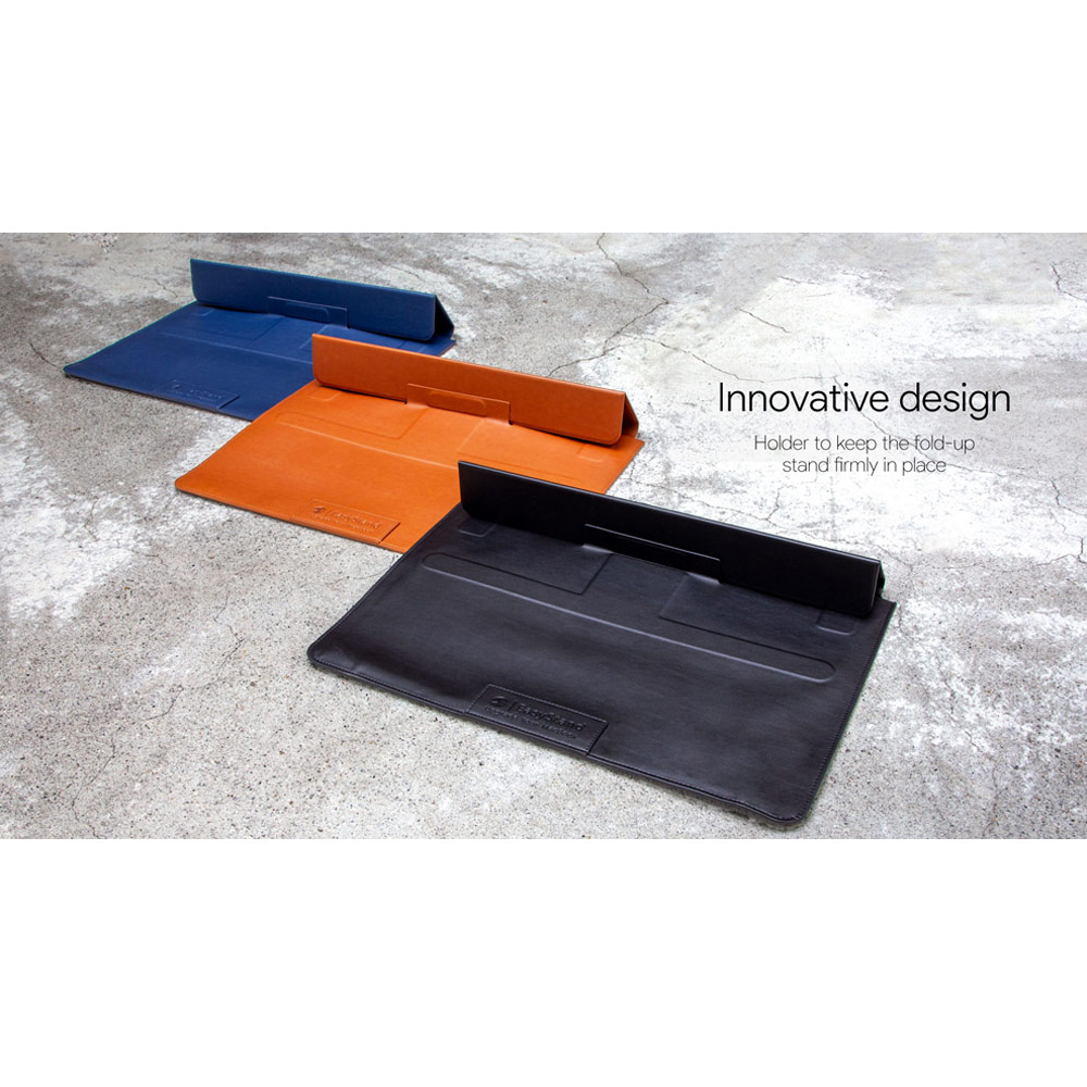 Picture of  Apple MacBook Pro 13\" 2020 Case | Switchasy EasyStand Classic Hand Stitched Leather Sleeve Carry Case Standable Design for Macbook Air 13 M1 2020 2021 Macbook Pro 13 2020 2021 13 inches Laptop (Midnight Blue)