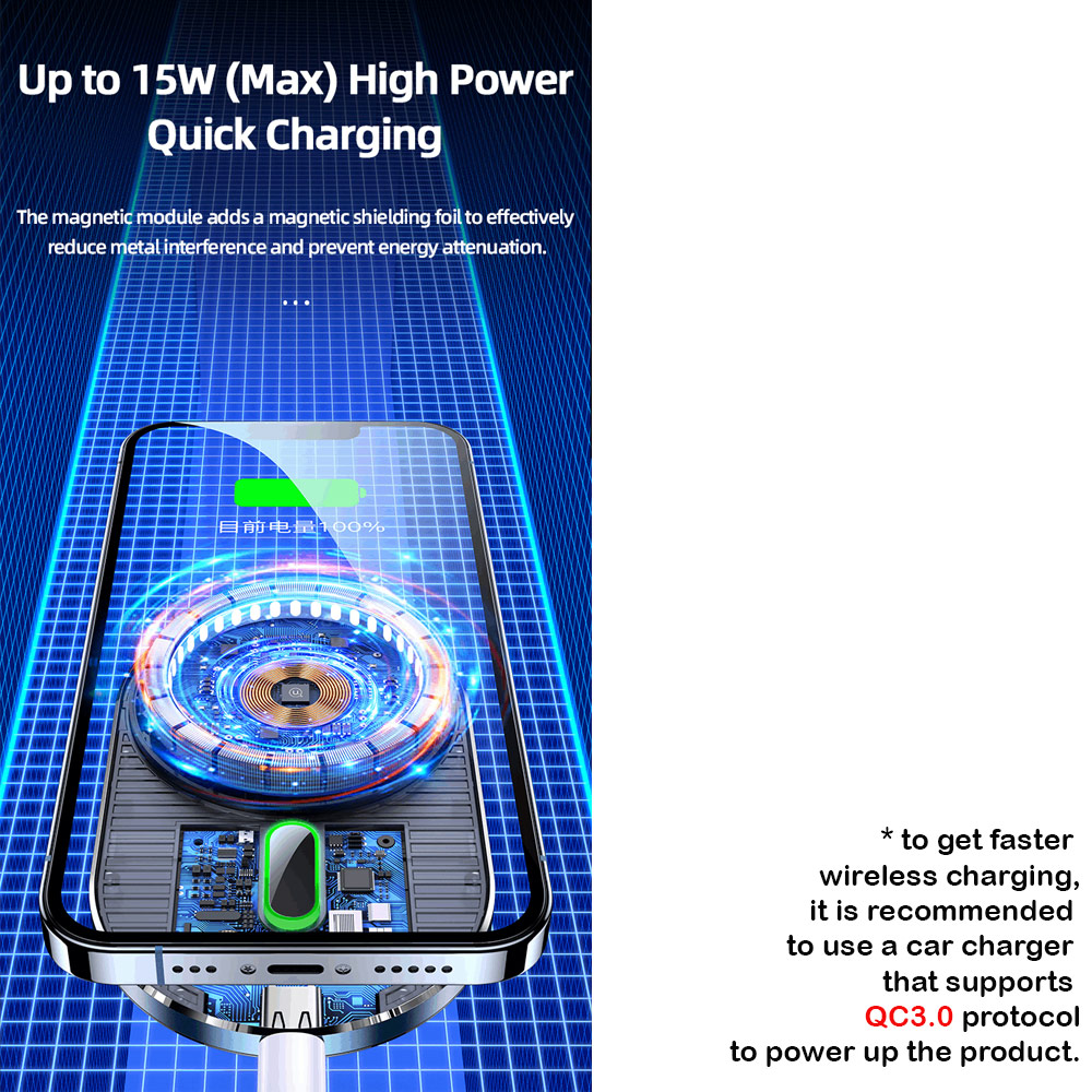 Picture of Apple iPhone 12 mini 5.4  | USAMS Magnetic Car Wireless Charging 15W Max Car Mount Phone Holder for iPhone 13 Pro Max iPhone 12 Pro Max Galaxy S21 Ultra Note 20 Ultra (Air Vent)